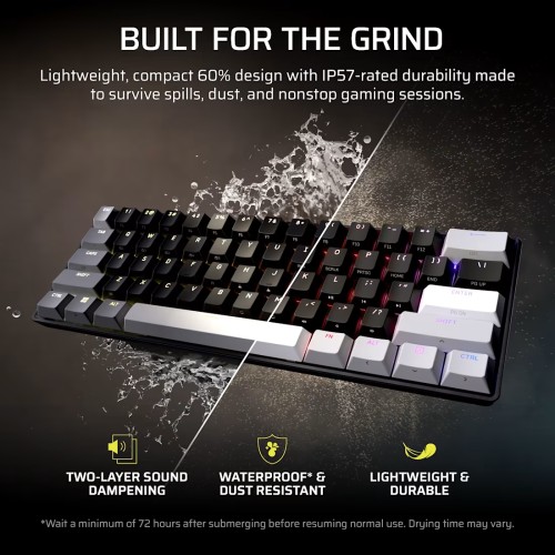 Галерия: Геймърска клавиатура Corsair CLIPPER PRO MINI 60-CORE - С кабел - Черна снимка 4 - TS-Computers.bg Геймърска клавиатура Corsair CLIPPER PRO MINI 60-CORE - С кабел - Черна детайлна снимка 4