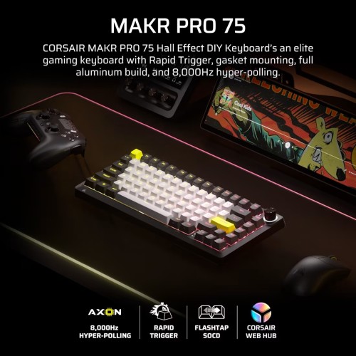 Геймърска клавиатура CORSAIR MAKR PRO 75 Hall Effect - Карбон детайлна снимка 4