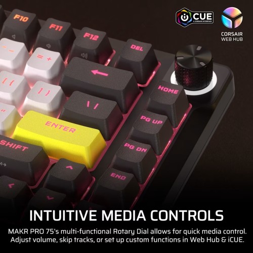 Геймърска клавиатура CORSAIR MAKR PRO 75 Hall Effect - Карбон детайлна снимка 3