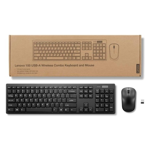 Клавиатура и мишка Lenovo MICE BO 100 US E - Безжични - Черни детайлна снимка 4