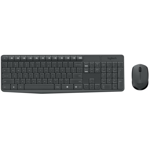 Клавиатура и мишка Logitech MK235 - Безжични - Черни