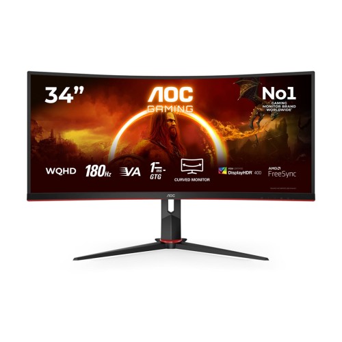 Геймърски монитор AOC CU34G2XP/BK - Извит - 34 инча - 3440x1440 - VA