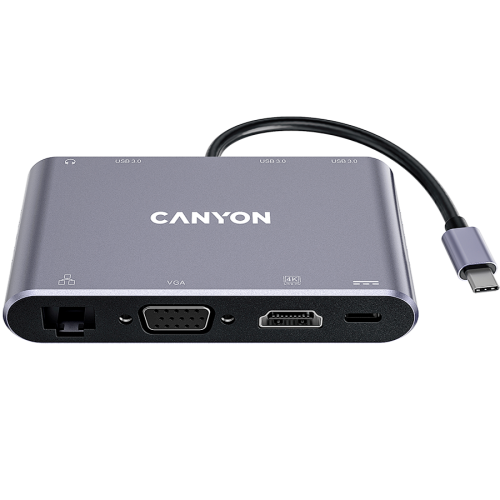 USB хъб Canyon CNS-TDS14 8 in 1 - Тъмно сив