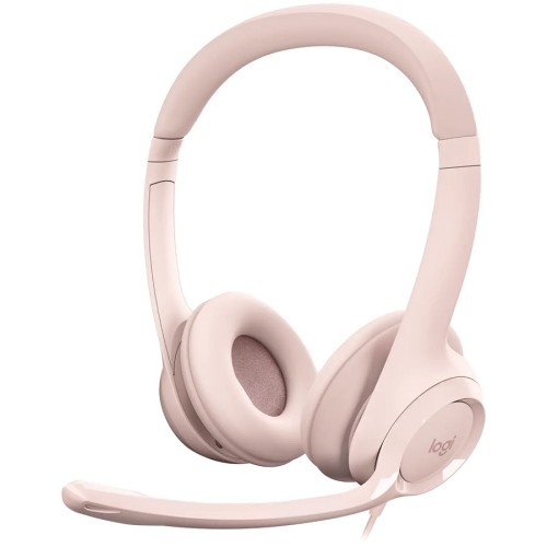 Слушалки с микрофон Logitech H390 Corded - Розови