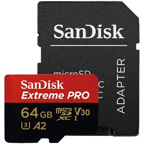Галерия: МicroSDXC карта памет SanDisk Extreme PRO 64GB + SD адаптер снимка 1 - TS-Computers.bg МicroSDXC карта памет SanDisk Extreme PRO 64GB + SD адаптер детайлна снимка 1