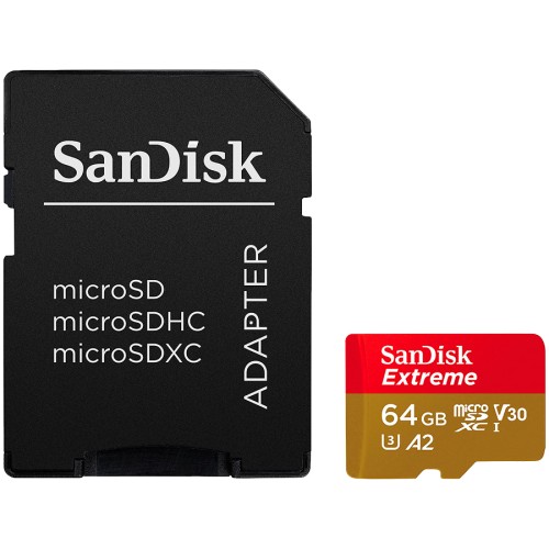 MicroSDXC карта памет SanDisk Extreme  64GB + SD адаптер детайлна снимка 1