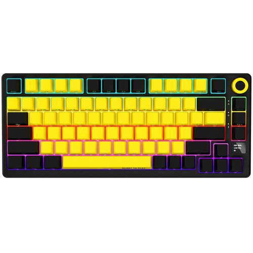 Геймърска клавиатура LORGAR KBP7075W 75% Mechanical - Безжична - Черна - Жълта