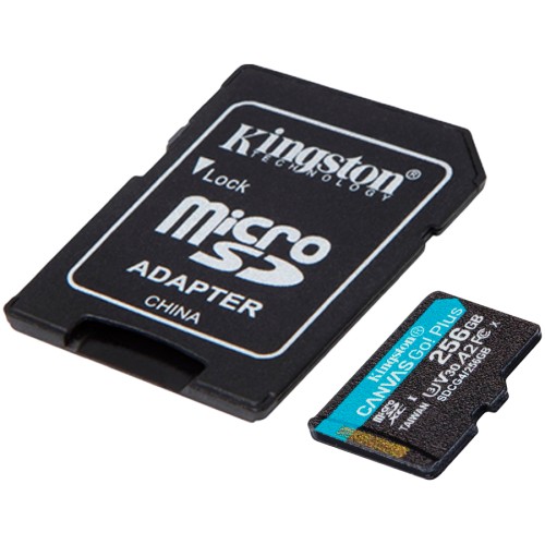 MicroSDXC карта памет Kingston 256GB  Canvas Go Plus Gen4 + адаптер детайлна снимка 2