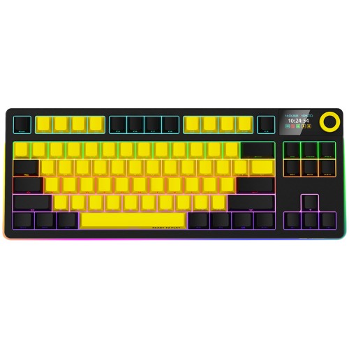 Геймърска клавиатура LORGAR KBP70TKLW Wireless TKL Mechanical - Черна - Жълта детайлна снимка 1