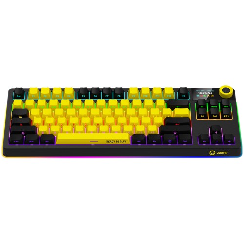 Геймърска клавиатура LORGAR KBP70TKLW Wireless TKL Mechanical - Черна - Жълта детайлна снимка 3