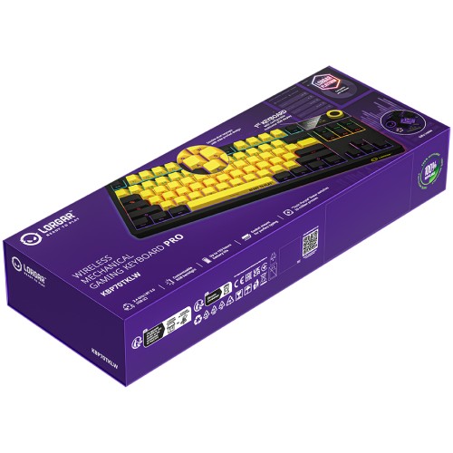 Геймърска клавиатура LORGAR KBP70TKLW Wireless TKL Mechanical - Черна - Жълта детайлна снимка 9