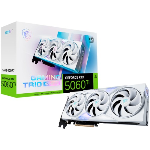 Видео карта MSI NVIDIA GeForce RTX 5060 Ti GAMING TRIO OC WHITE 16GB GDDR7 детайлна снимка 1