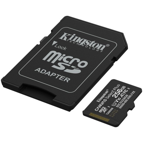 Галерия: MicroSDXC карта памет Kingston 256GB Canvas Select Plus Gen3 + адаптер снимка 2 - TS-Computers.bg MicroSDXC карта памет Kingston 256GB Canvas Select Plus Gen3 + адаптер детайлна снимка 2