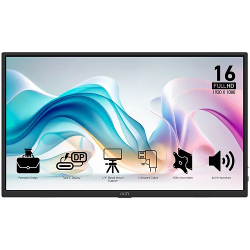 Монитор MSI PRO MP165 E6 Professional Business - 15.6 инча - 1920x1080 - IPS