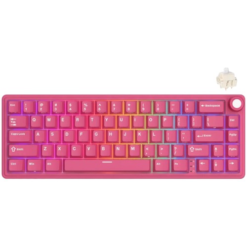 Геймърска клавиатура ROYAL KLUDGE R65 Berry Red Cream Switch