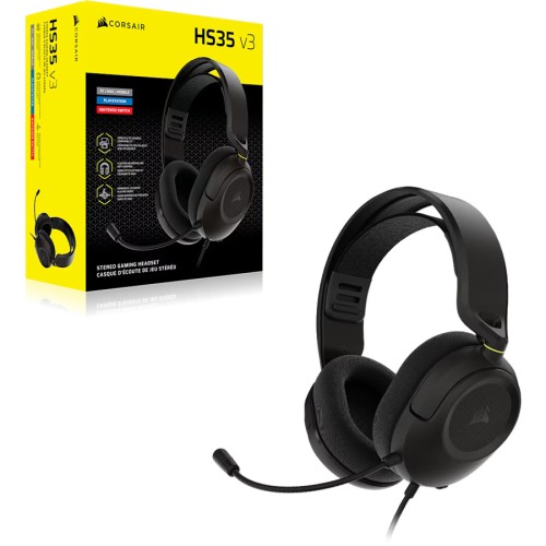 Геймърски слушалки Corsair HS35 Stereo V3 CA-9011399-WW - Черни детайлна снимка 3