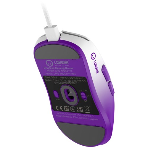Геймърска мишка LORGAR MSA21W Advanced - Безжична - Бяла детайлна снимка 3